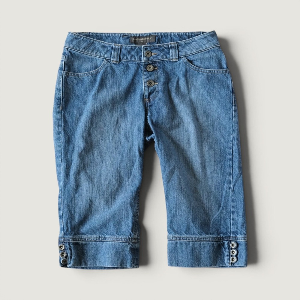 Banana Republic Denim Capris Womens Blue Button Fly‎ Y2K Size 6 Cropped Jeans